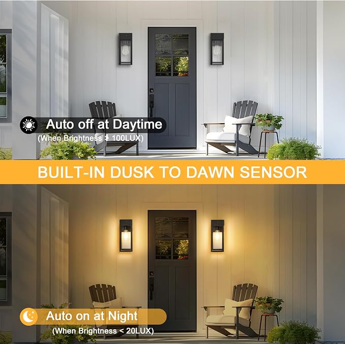 Dusk to Dawn Outdoor Light Fixtures Wall Mount, Outdoor Porch Lights - Image 2