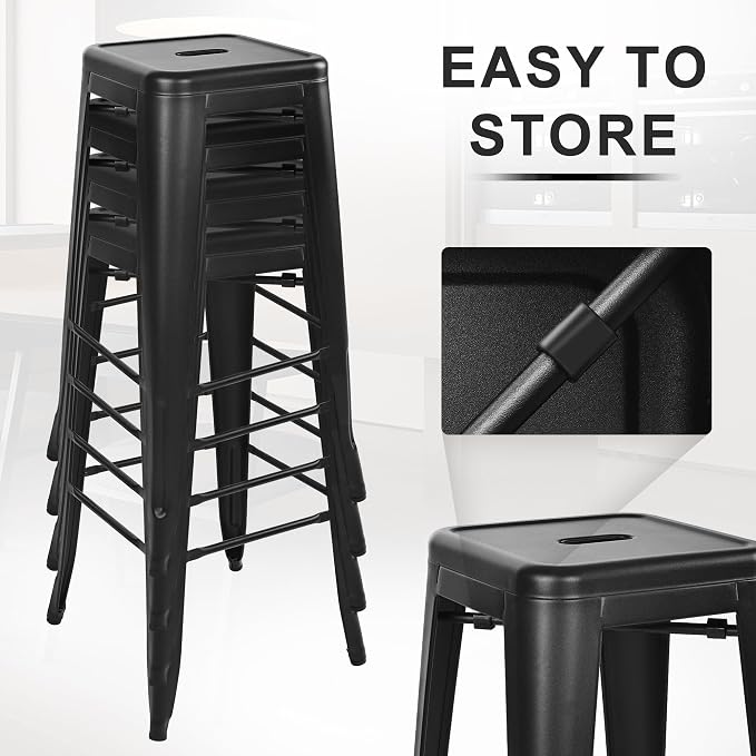 Elevon 30 Inches Metal Bar Stools, High Backless Stools, Indoor Outdoor - Image 5