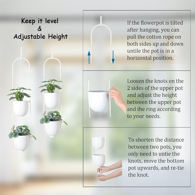 Hanging Planters 2 Tiers Metal Plant Hangers - Image 5