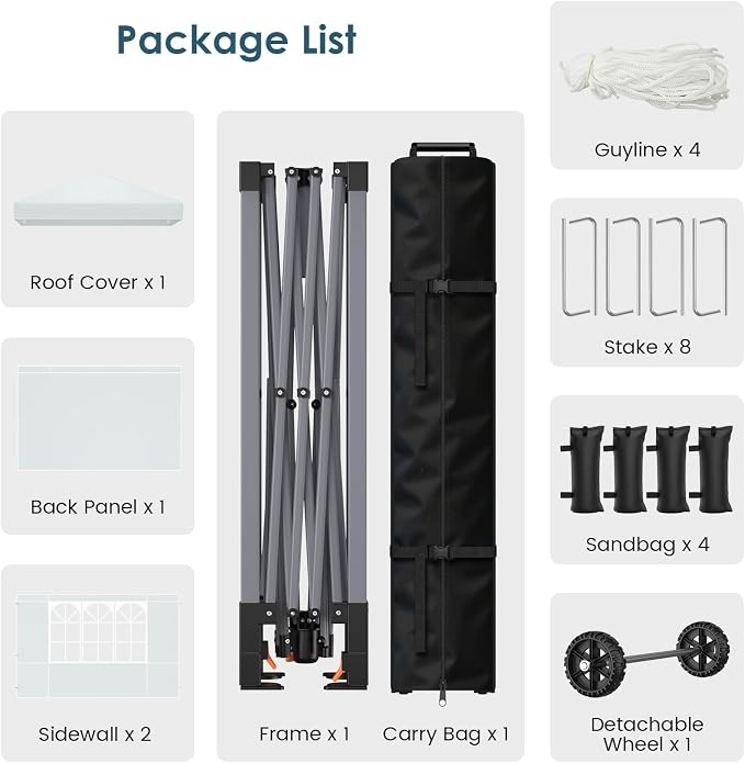 Pop Up Canopy Tent with Sidewalls, 10x10ft 10 Person Party Tent One Push Setup - Image 6