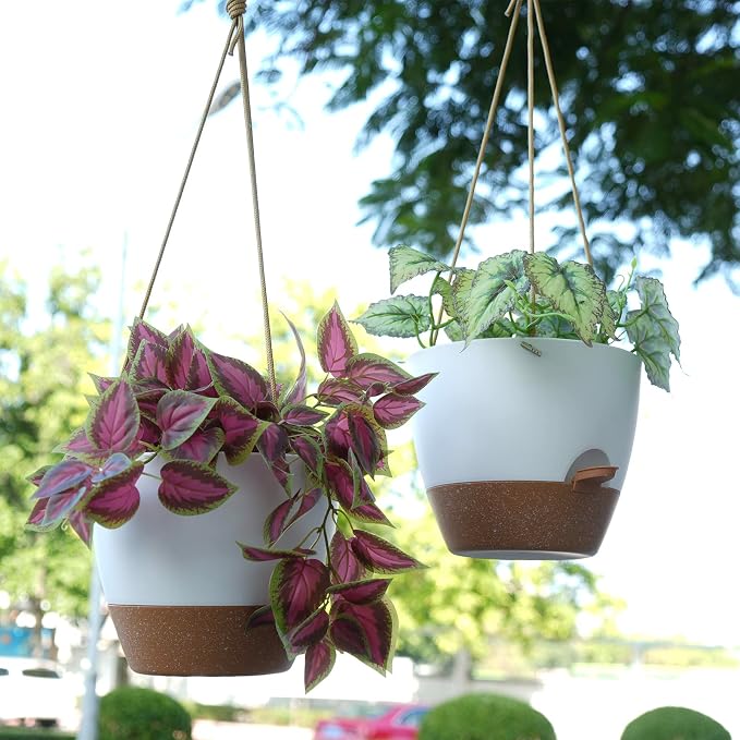 10 Inch Self Watering Hanging Pots, 2 Pack Hanging Planters - Image 5
