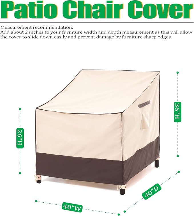 F&J Outdoors Waterproof UV Resistant Large Deep Seat Patio Lounge Chair Cover - Image 2