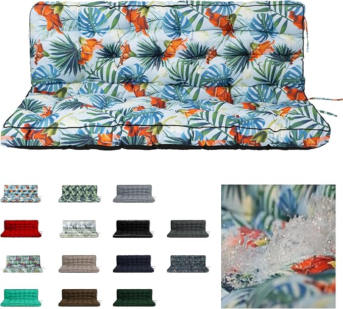 Waterproof Porch Swing Cushion Replacement, Thick 2–3 Seat Swing Seat Cushion by RUFXIEZW