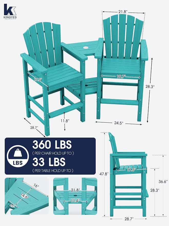 KINGYES Tall Adirondack Chair Set of 4 - Image 3