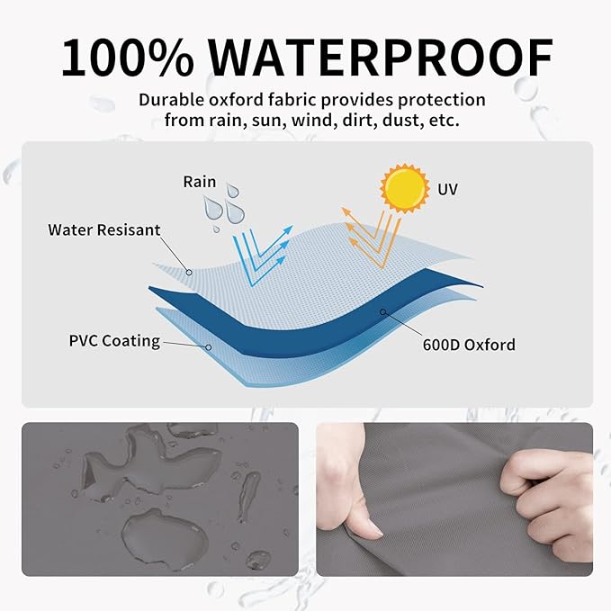 Easy-Going Outdoor Ottoman Cover, Waterproof Patio Ottoman Cover, Heavy Duty - Image 3
