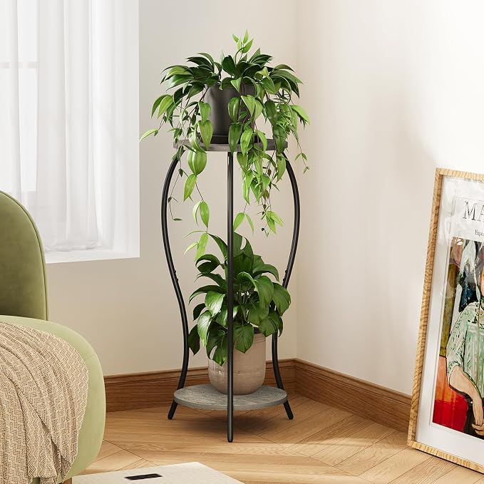 Plant Stand Indoor, 2 Tier Round Tall Plant Stand, Flower Pot Stand, Plant - Image 2