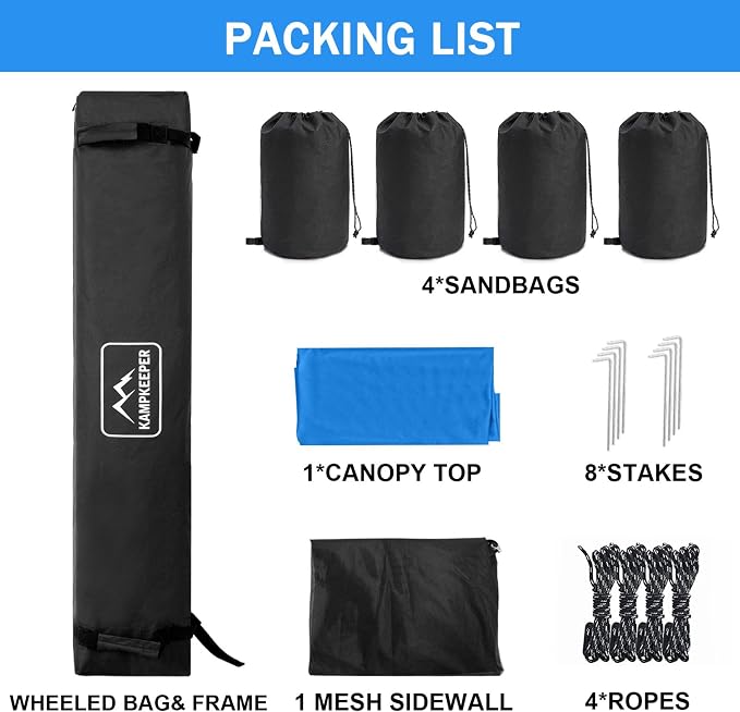 KAMPKEEPER 10x10 Pop-Up Canopy Tent, Waterproof, Portable Shade - Image 7