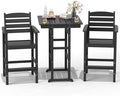 FOOWIN 3 Piece Outdoor Bar Height Table and Chairs, All Weather HDPE Patio Bar by FOOWINOUTDOORSHOW
