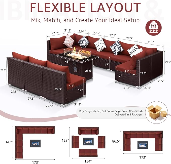 NICESOUL 11 Piece Outdoor Furniture Set - Image 6