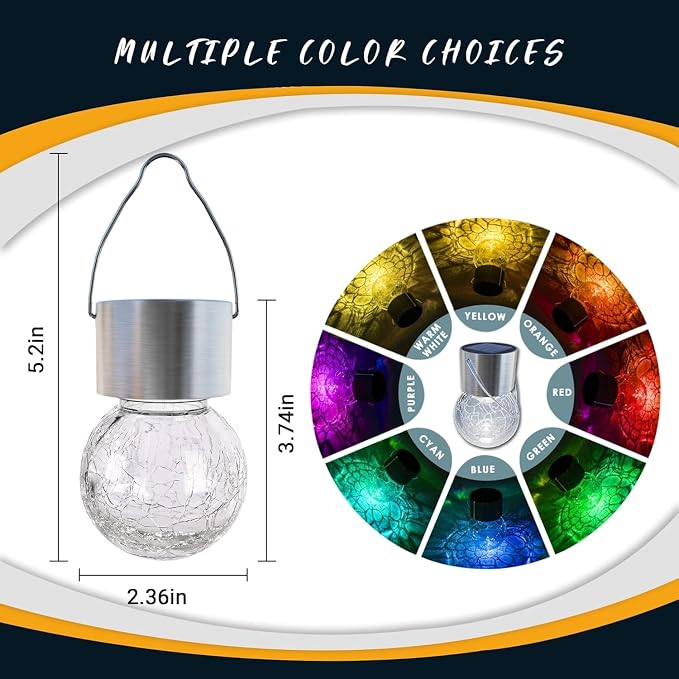 GIGALUMI Solar Lights Outdoor Waterproof, 8 Pack Solar Hanging Lights Garden - Image 8
