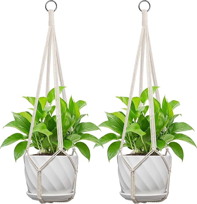 Macrame Plant Hanger, Fits 4-13 Inch Pots, Boho Hanging Plant Holder by IDEEEPAN