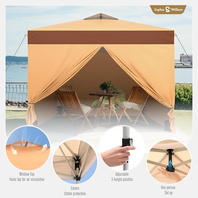 Sophia & William Canopy Tent Pop Up 10x10 ft One Person Push Set Up Canopies - Image 3