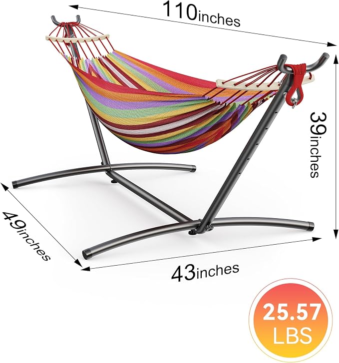 Double Hammock with Heavy-Duty Steel Stand, Easy Assembly, 600lbs Weight - Image 6
