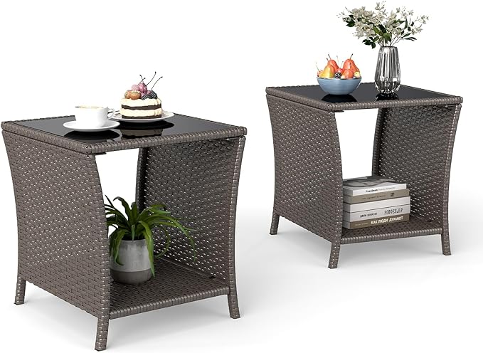 Kinfant Rattan Patio Side Table by Kinfant