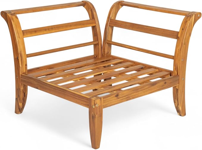 6 Piece Acacia Wood Patio Sofa Set, Outdoor Modular Sectional Garden Furniture - Image 6