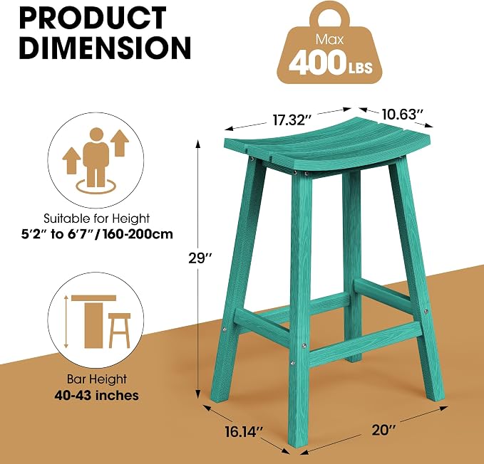 Ciokea 4 Set 29" Outdoor Bar Stools - Image 2