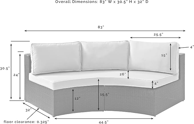 Crosley Furniture Catalina Outdoor Sectional Sofa, 3-Person Wicker Patio Couch - Image 3