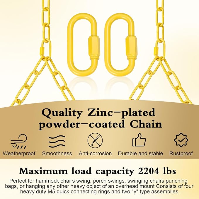 Heavy Duty Porch Swing Hanging Chain Kit 1500 Lbs Capacity, 4 Quick Links & 2 - Image 3