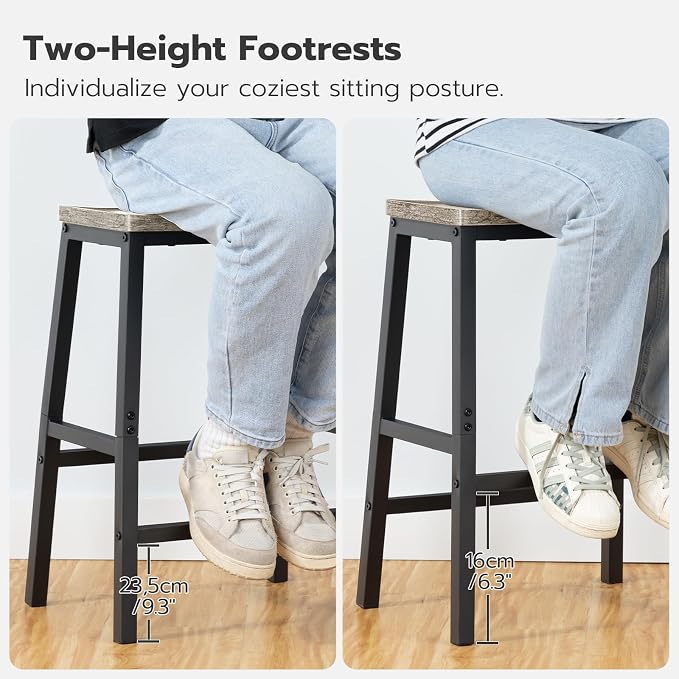 HOOBRO Bar Stools, 23.6 Inch Saddle Kitchen Counter Stools - Image 9