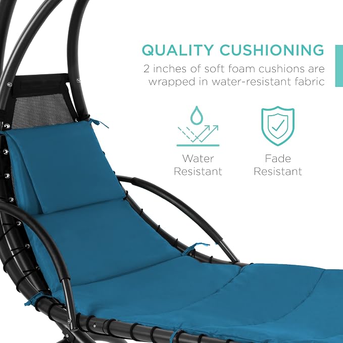 Best Choice Products Outdoor Hanging Curved Steel Chaise Lounge Chair Swing - Image 5