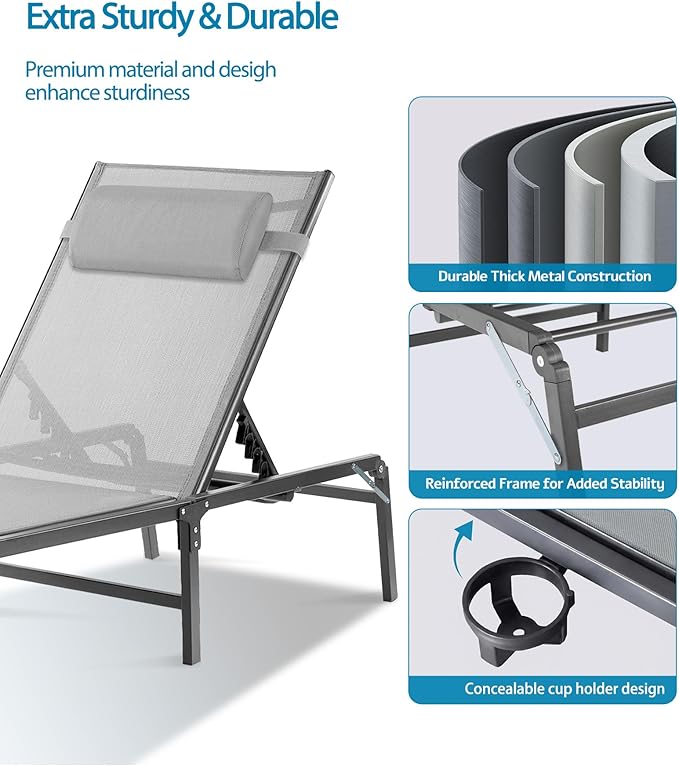 Foldable Chaise Lounge Chair - Image 6