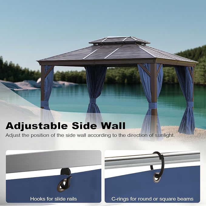 slashome 12'x12' Gazebo Curtains Outdoor Waterproof, Sidewalls - Image 5