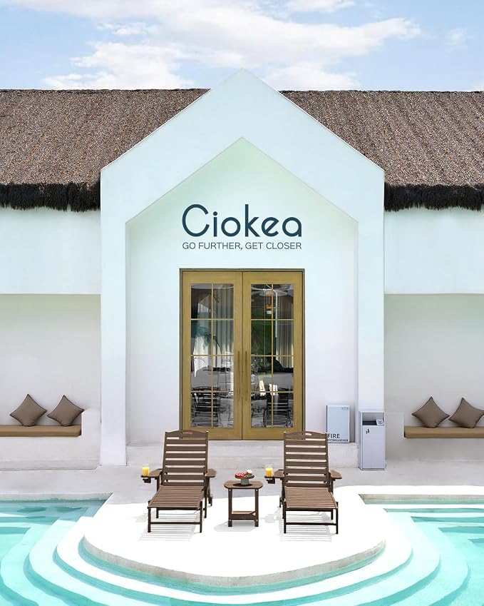 Ciokea Outdoor Chaise Lounge Chair Set of 2, Patio Lounge Chairs - Image 2