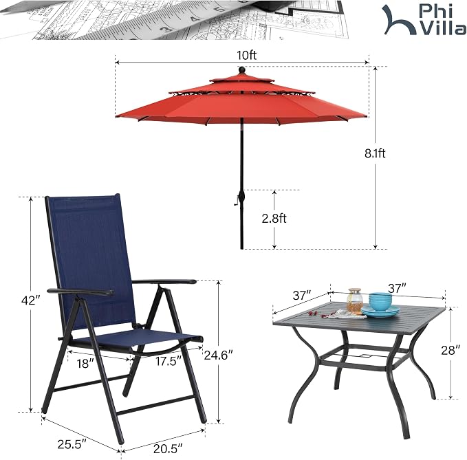 PHI VILLA 5 Pcs Outdoor Dining Set - Image 9