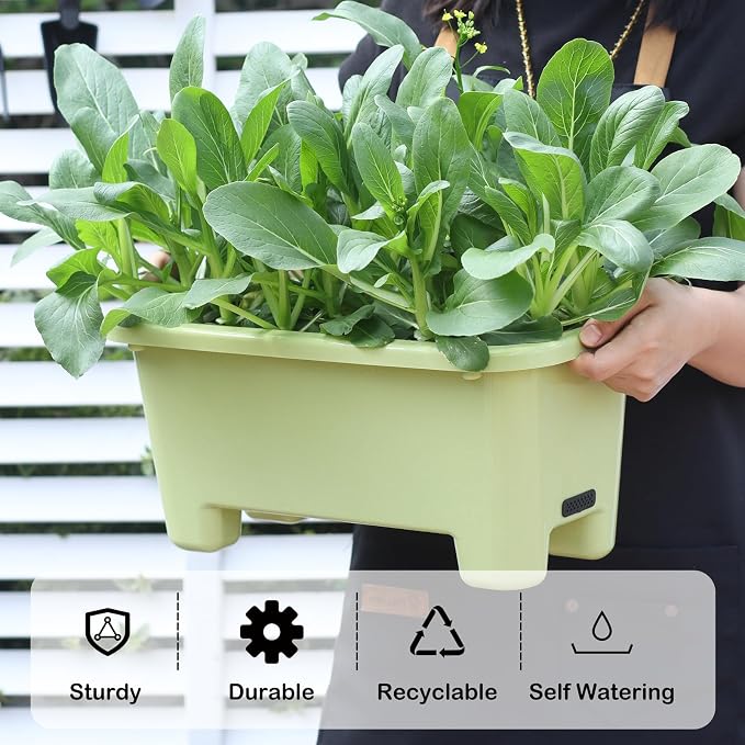 Self-Watering Rectangle Planter Boxes 8-Pack, 15.7-Inch Window Box Planter - Image 4