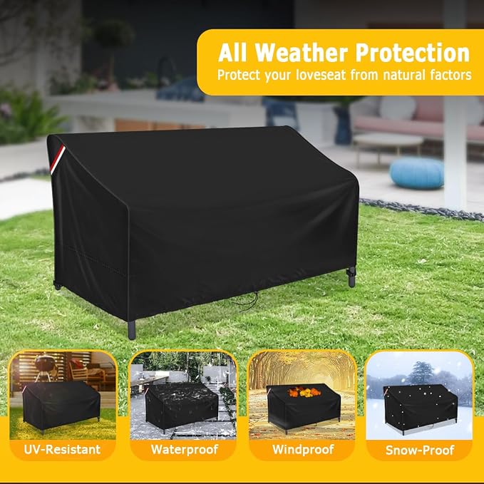 Outdoor Sofa Cover, 72 Inch Waterproof 3-Seater Bench Covers - Image 5