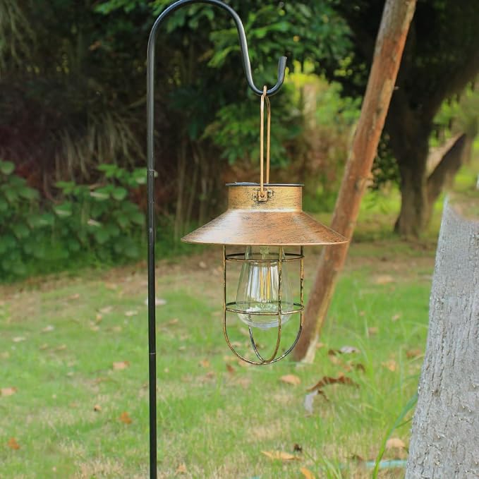 2 Pack Solar Lanterns, Outdoor Hanging Lights Metal - Image 3