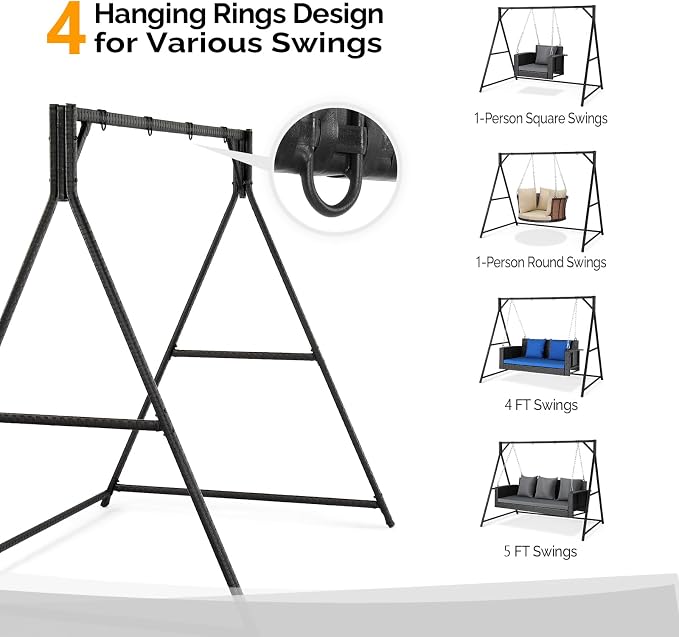 VINGLI Upgraded 7 FT Rattan Porch Swing Frame, Heavy Duty 1200 LBS Weight - Image 3
