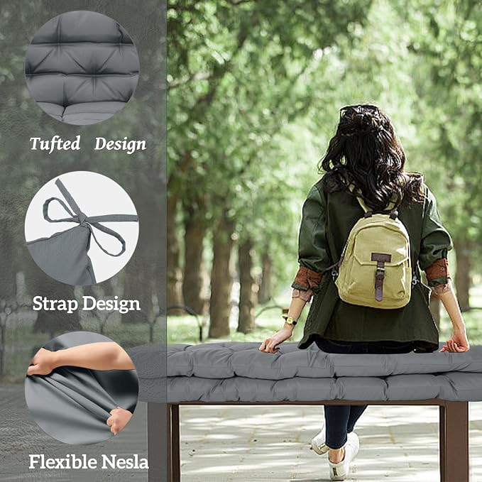 Outside Benches Cushion with Backrest, Thicken Waterproof Swing Cushions 2/3 - Image 3