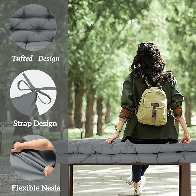 Outside Benches Cushion with Backrest, Thicken Waterproof Swing Cushions 2/3 - Image 3