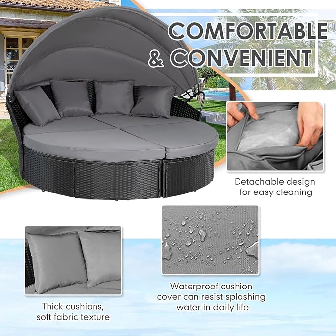 SUNCROWN Outdoor Patio Round Daybed - Image 5