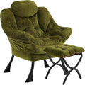 Lazy Chair with Folding Ottoman, Leisure Sofa Chair, Soft Fabric Armchair with by Congermom