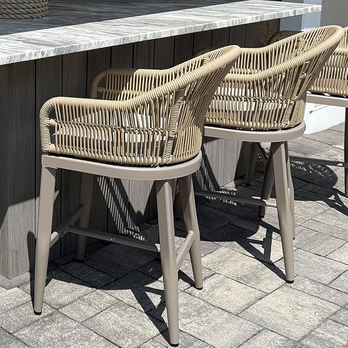 PURPLE LEAF Outdoor Counter Height Bar Stools Set of 2 Patio Metal Modern - Image 3