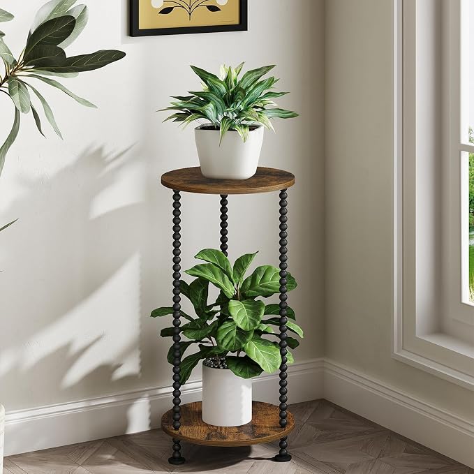 YINMIT Plant Stand Indoor, 2 Tier Small Plant Stand, Corner Flower Pot Stand - Image 5