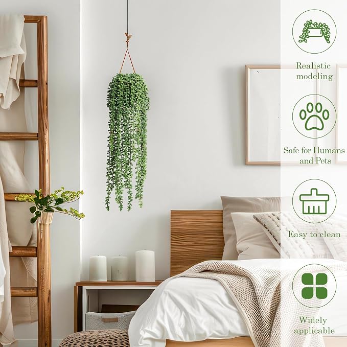 10 Pcs Artificial Succulents Hanging Plants, Fake String of Pearls Greenery - Image 4