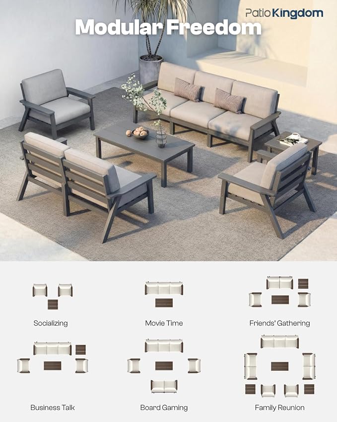 7 Piece Patio Conversation Sets, Outdoor Couch - Image 4