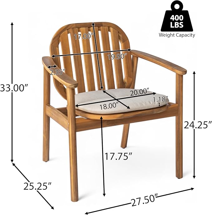 Christopher Knight Home Meja Acacia Wood Outdoor Dining Set - Image 18
