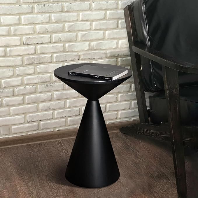 Small Drink Table, Round Martini Table, Drum End Table Side Table, Metal Accent by COVLON