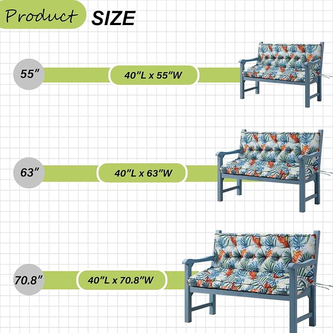 Waterproof Porch Swing Cushion Replacement, Thick 2–3 Seat Swing Seat Cushion - Image 5