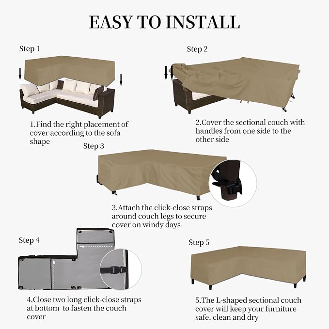 Easy-Going Patio L-Shaped Sectional Sofa Cover - Image 7