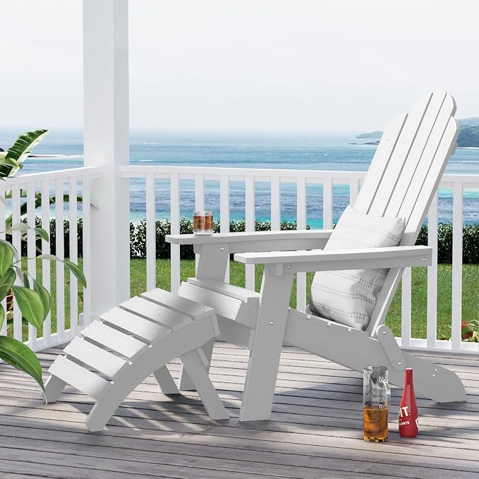 MXIMU Folding Adirondack Ottoman Outdoor: HIPS Plastic Patio Footstool Easy - Image 5