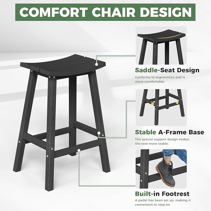 Outdoor Bistro Bar Set, Patio Bar Height Tall Stools and High Top Table Set of 2 - Image 4
