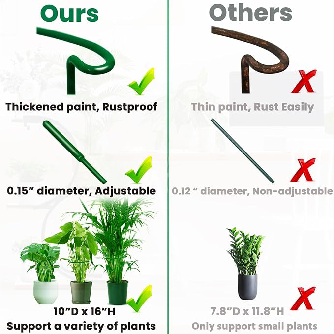 10-Pack Adjustable Height Snake Plant Support Stakes- Sturdy, Rust-Resistant - Image 3