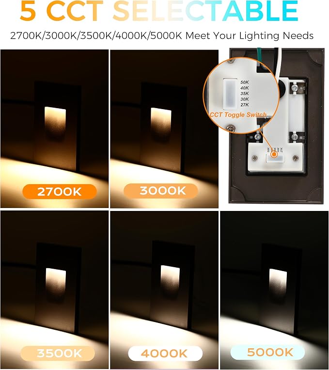 CLOUDY BAY 120V Dimmbale 5 Color LED Indoor Outdoor Step Light, - Image 3