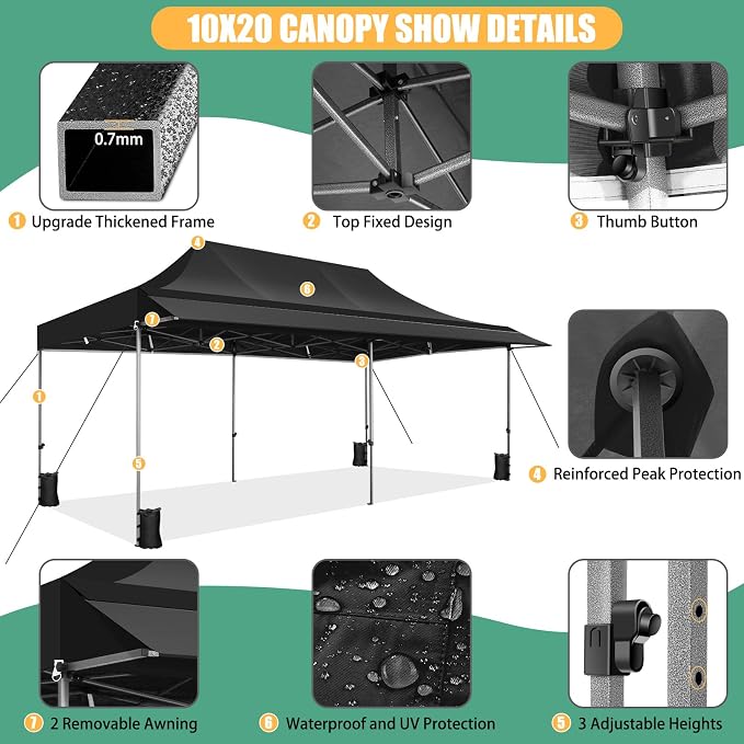 COBIZI 10x20 Pop Up Canopy Tent - Image 5