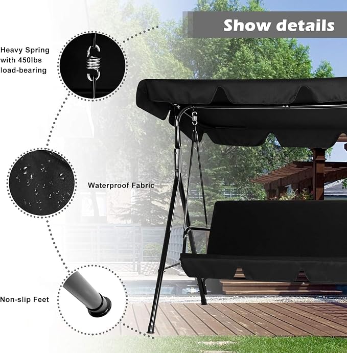 AECOJOY Porch Swing with Stand, Outdoor Swings - Image 3